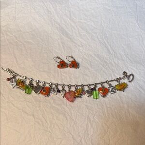 Brighton Multicolor Heart Charm Bracelet and Earrings 250